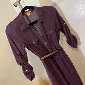 Canlalite- Purple knee length dress- half sleeve